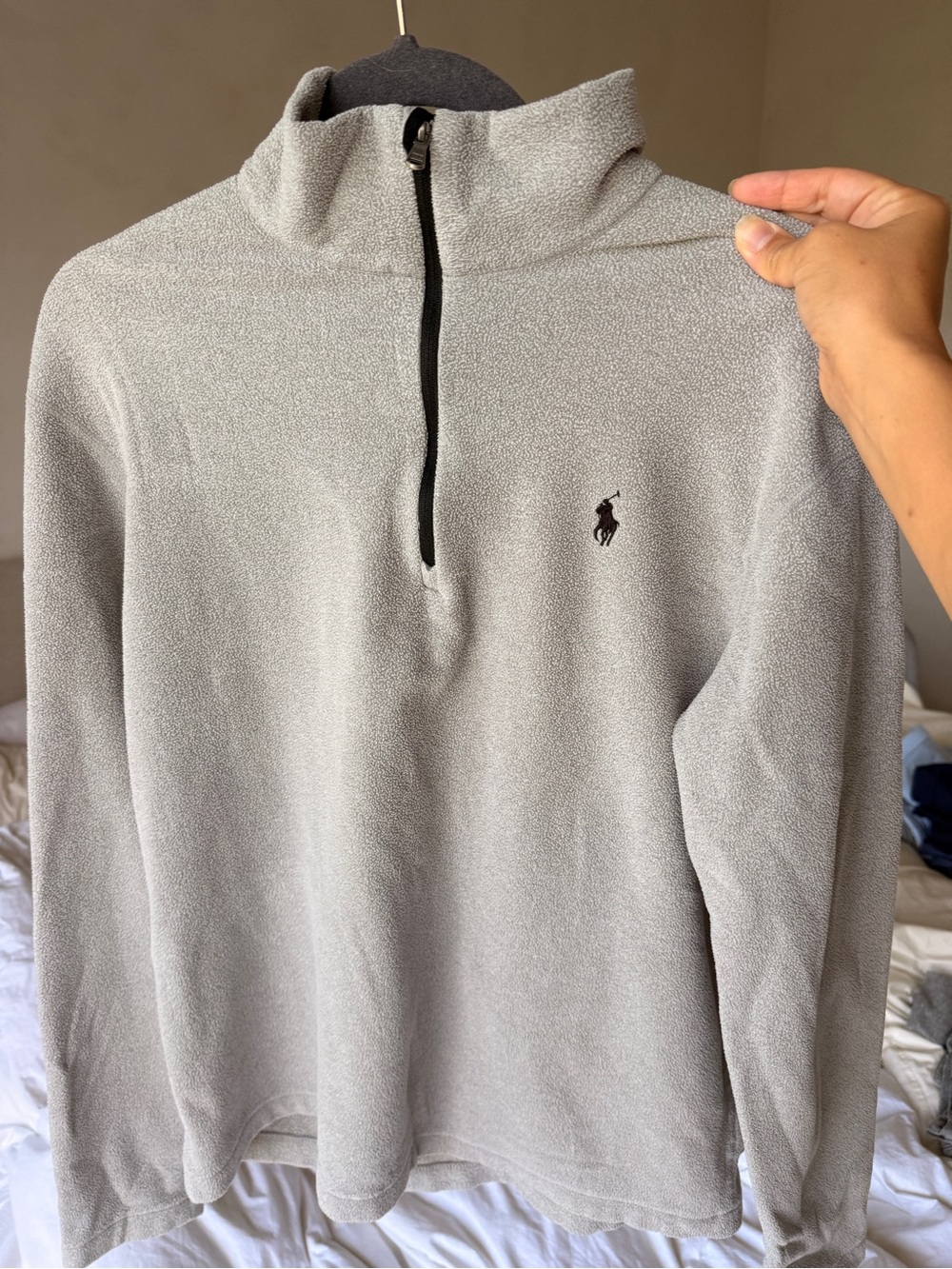 Polo Ralph Lauren Light Gray Quarter-Zip Fleece Pullover